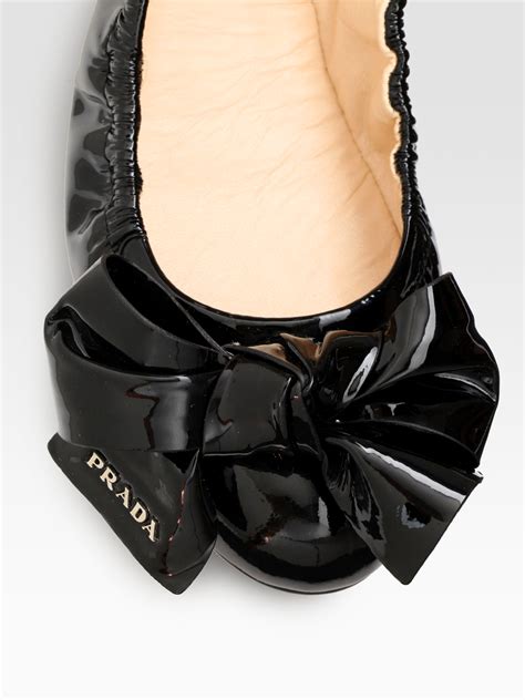 prada patent ballet flats with bow|farfetch Prada flats.